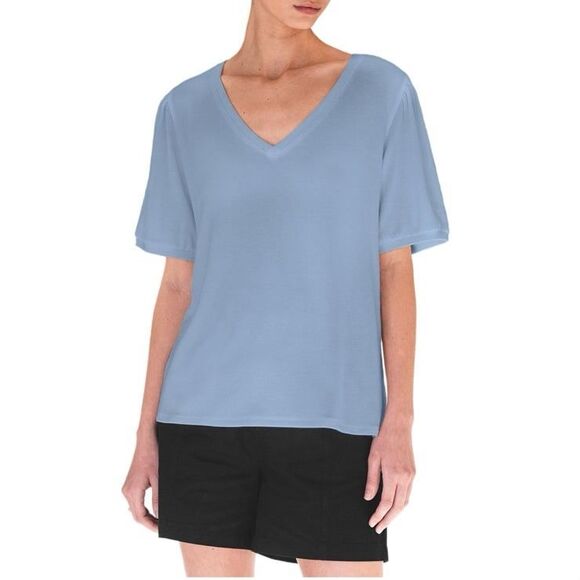 NWT Mod Ref Womens Short Sleeve Vee Neck Top (Light Blue, XL)‎ - Picture 1 of 6